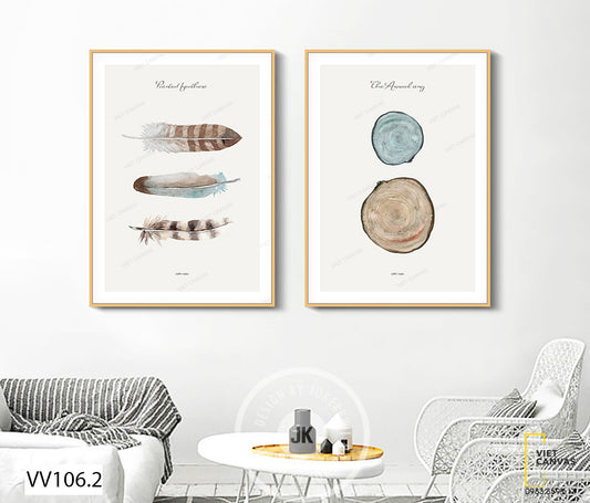 Bộ 2 Tranh Lông Vũ Và Vân Gỗ - VV106.2