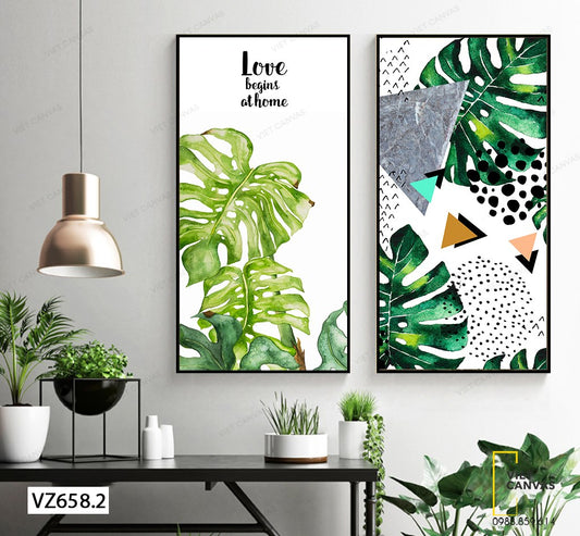Bộ 2 Tranh Lá Cây Xanh - VZ658.2