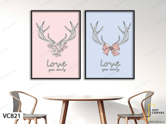 Bộ 2 Tranh Love You Deerly - VC821