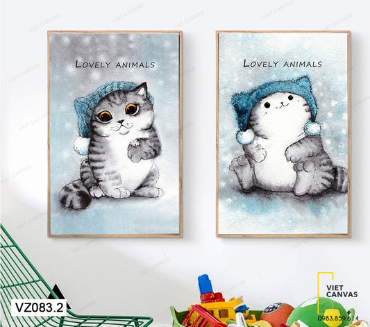 Bộ 2 Tranh Mèo Dễ Thương - VZ083.2