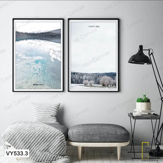 Bộ 2 Tranh Mặt Hồ Mùa Đông - VY533.3