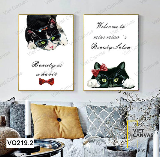 Bộ 2 Tranh Chú Mèo Đeo Kính - VQ219.2