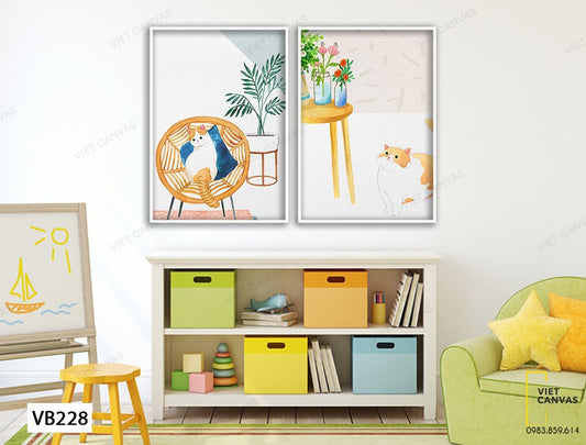 Bộ 2 Tranh Mèo Mướp Đáng Yêu - VB228