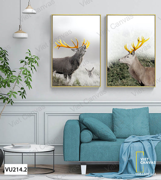 Bộ 2 Tranh Hưu Sừng Vàng - VU214.2