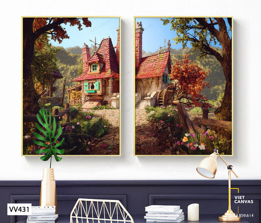 Bộ 2 Tranh Ngôi Nhà Mái Ngói - VV431