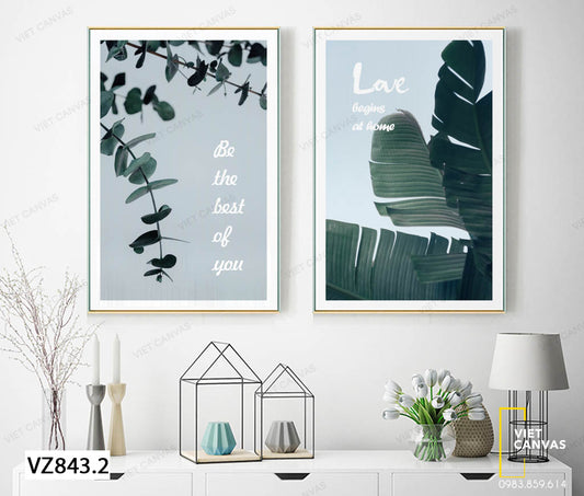 Bộ 2 Tranh Lá Cây Tuyết Sơn Và Cây Chuối - VZ843.2