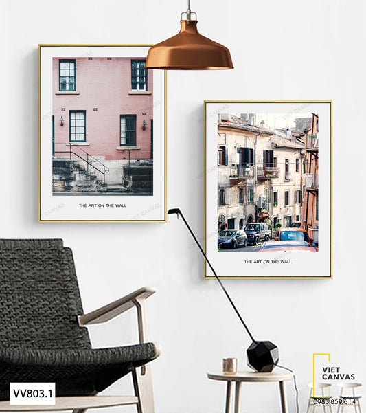 Bộ 2 Tranh Nhà Cửa Và Xe Cộ - VV803.1
