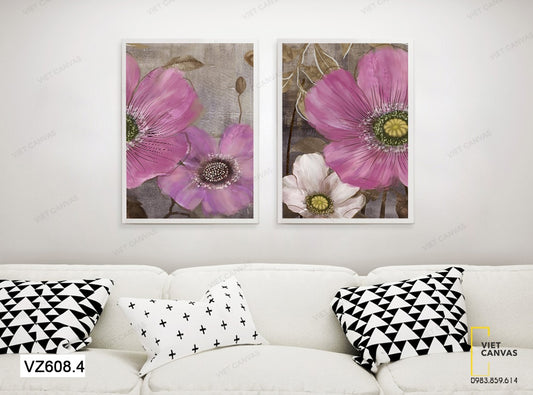 Bộ 2 Tranh Những Bông Hoa Tím Rực Rỡ - VZ608.4