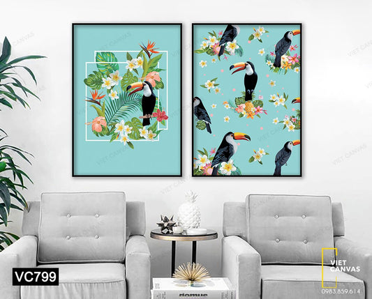 Bộ 2 Tranh Những Chú Vịt Cùng Hoa Lá - VC799
