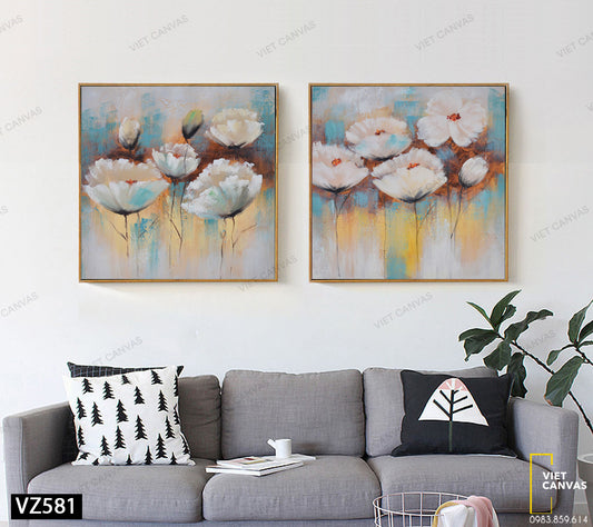 Bộ 2 Tranh Những Đóa Hoa Trắng - VZ581