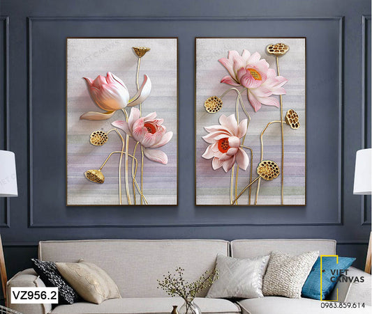 Bộ 2 Tranh Những Đóa Sen Ngát Hương - VZ956.2