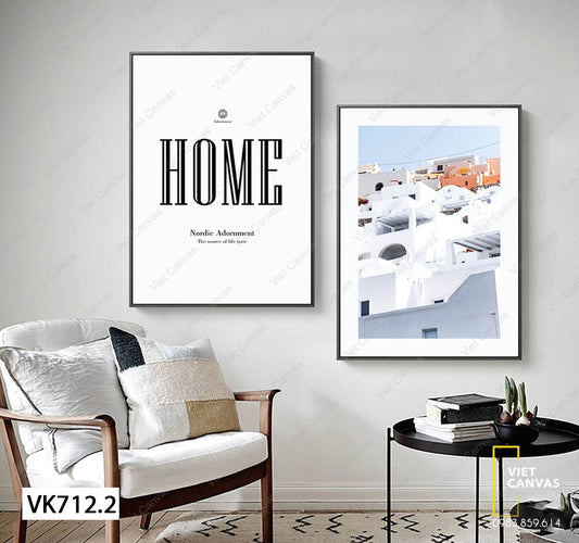 Bộ 2 Tranh Những Ngôi Nhà Trắng Và Quotes - VK712.2