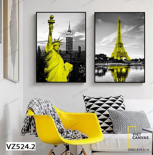 Bộ 2 Tranh Nữ Thần Tự Do Và Tháp Eiffel - VZ524.2