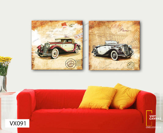 Bộ 2 Tranh Ô Tô Thời Pháp - VX091