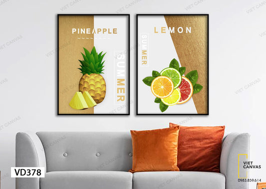 Bộ 2 Tranh Trái Dứa Và Những Lá Chanh - VD378