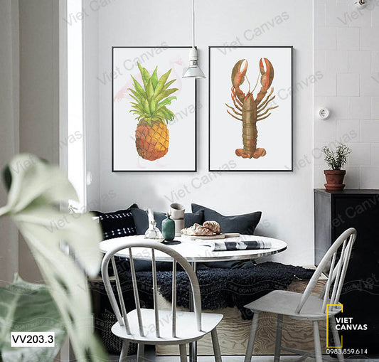 Bộ 2 Tranh Quả Khóm Và Tôm Hùm - VV203.3
