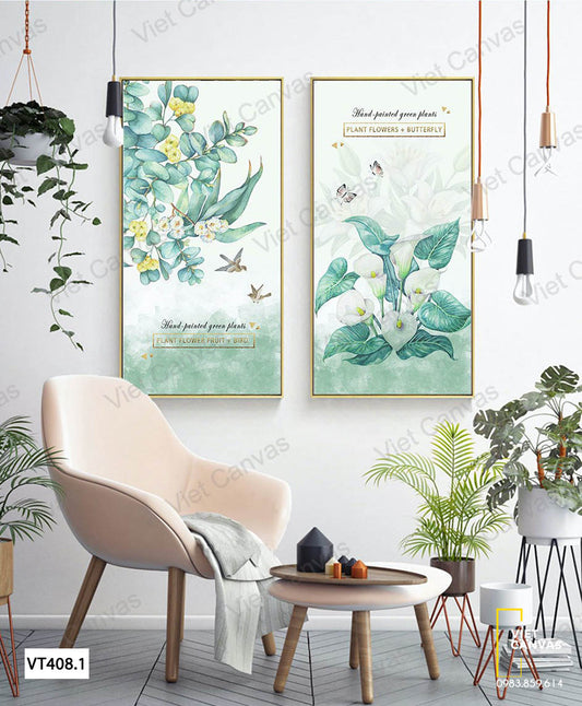 Bộ 2 Tranh Hoa Lá Và Chim - VT408.1