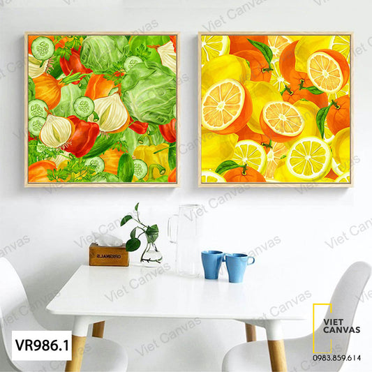 Bộ 2 Tranh Rau Củ Và Cam Chanh - VR986.1