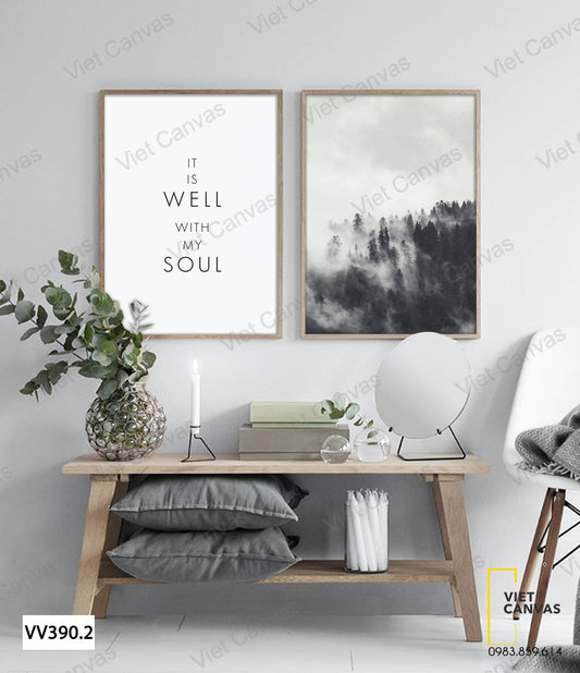 Bộ 2 Tranh Rừng Cây Và Quotes - VV390.2