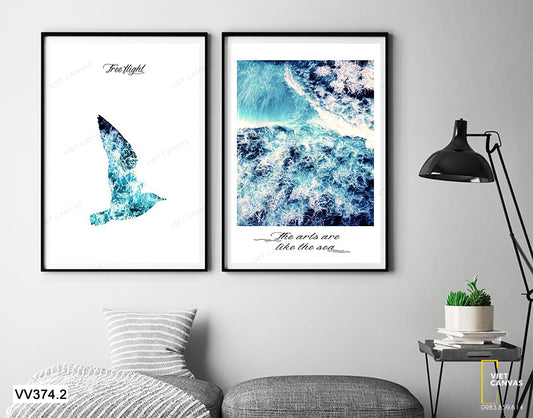 Bộ 2 Tranh Sóng Biển Và Cánh Chim - VV374.2