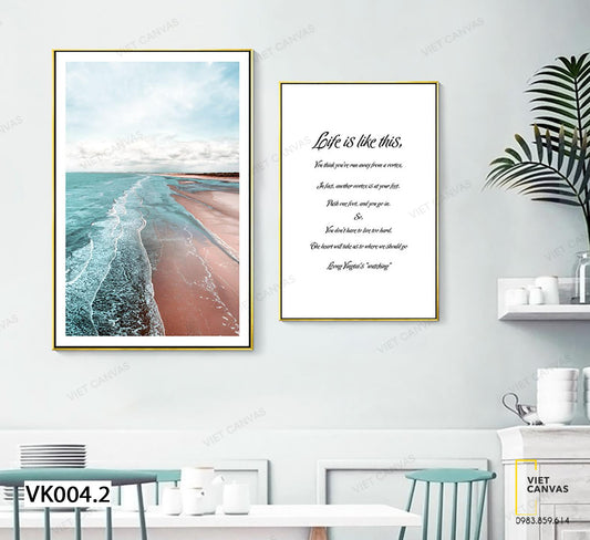 Bộ 2 Tranh Sóng Biển Và Quotes - VK004.2