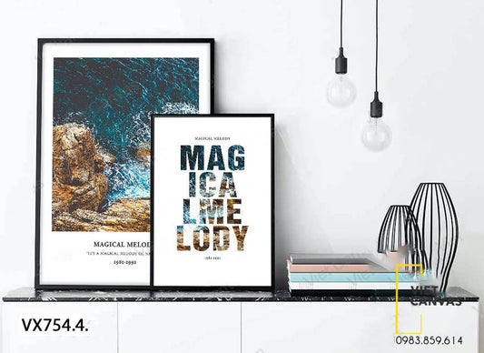 Bộ 2 Tranh Sóng Vỗ Vào Bờ Và Quotes - VX754.4