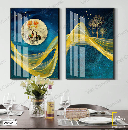 Bộ 2 Tranh Hươu Trong Rừng Cây - VV141.3