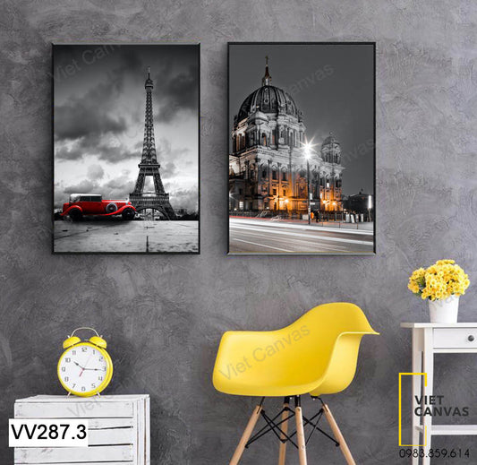 Bộ 2 Tranh Tháp Paris Và Tòa Lâu Đài - VV287.3