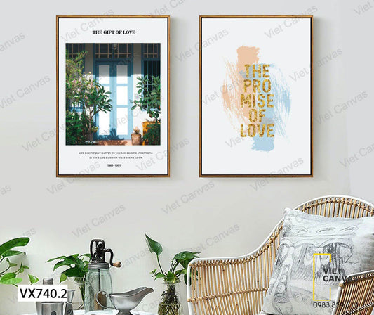 Bộ 2 Tranh Cánh Cửa Và Quotes The Promise Of Love - VX740.2
