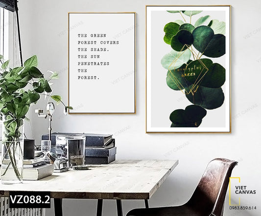 Bộ 2 Tranh Lá Cây Và Quotes - VZ088.2