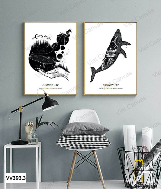 Bộ 2 Tranh Cá Voi - VV393.3