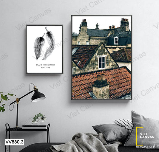 Bộ 2 Tranh Trái Ớt Và Những Mái Nhà Ngói - VV880.3