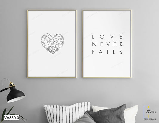 Bộ 2 Tranh Trái Tim Và Quotes - VV389.3