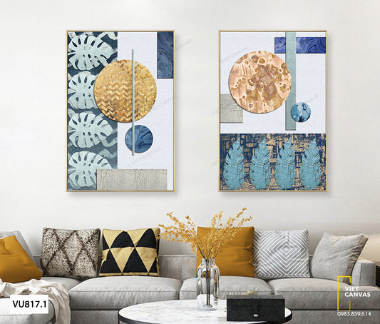 Bộ 2 Tranh Lá Cây Và Hình Tròn - VU817.1
