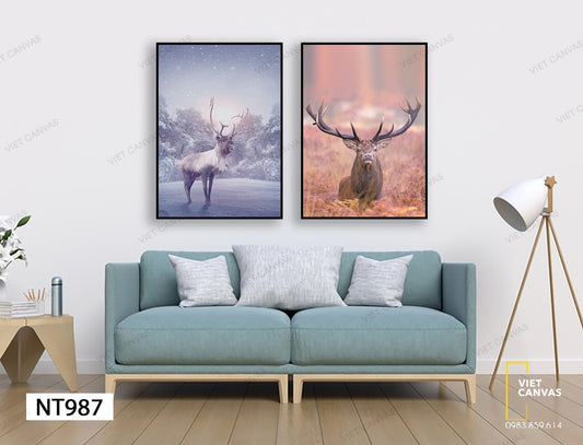 Bộ 2 Tranh Sừng Hươu Ấn Tượng - NT987