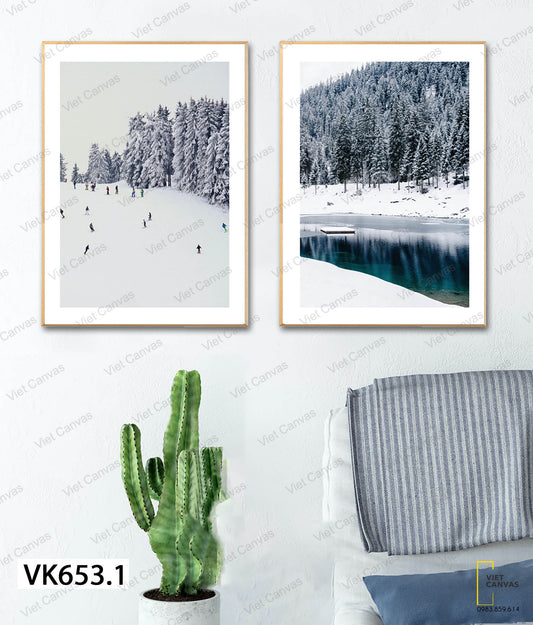 Bộ 2 Tranh Tuyết Và Rừng Thông - VK653.1