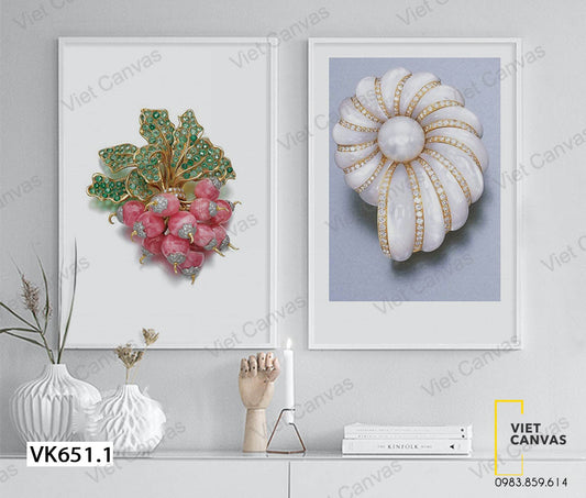 Bộ 2 Tranh Viên Ngọc Sáng Và Hoa Quả - VK651.1