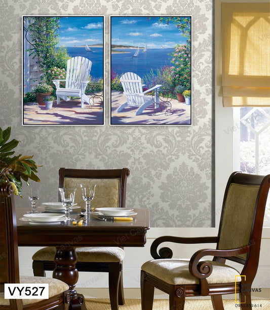 Bộ 2 Tranh Chiếc Ghế Trắng Bên Bờ Biển - VY527