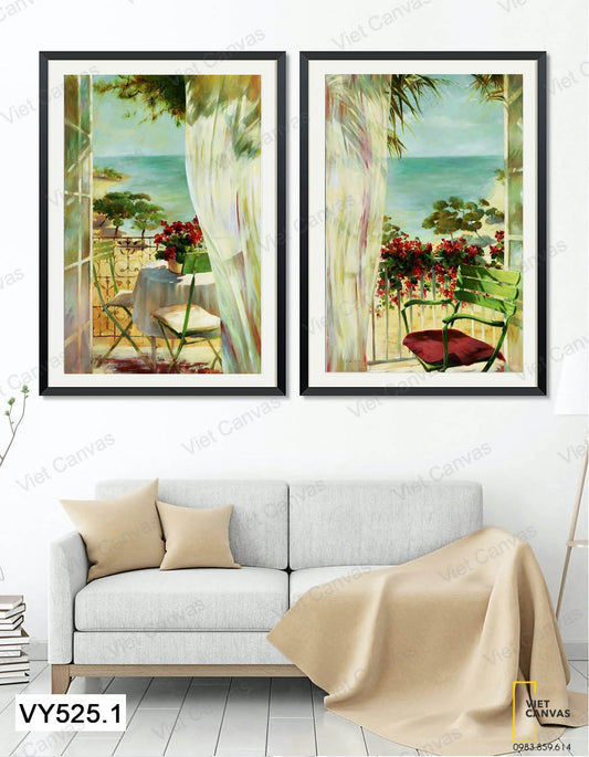Bộ 2 Tranh Chiếc Ghế Bên Ban Công - VY525.1