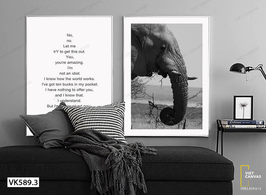 Bộ 2 Tranh Vòi Chú Voi Và Quotes - VK589.3
