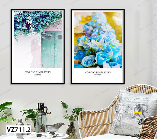 Bộ 2 Tranh Vòm Hoa Trước Cổng Nhà Và Dãy Hoa Hồng Xanh - VZ711.2