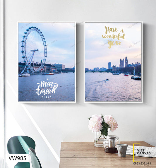 Bộ 2 Tranh Vòng Xoay Và Thành Phố - VW985