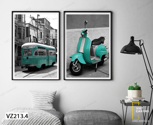 Bộ 2 Tranh Xe Buýt Và Xe Máy - VZ213.4