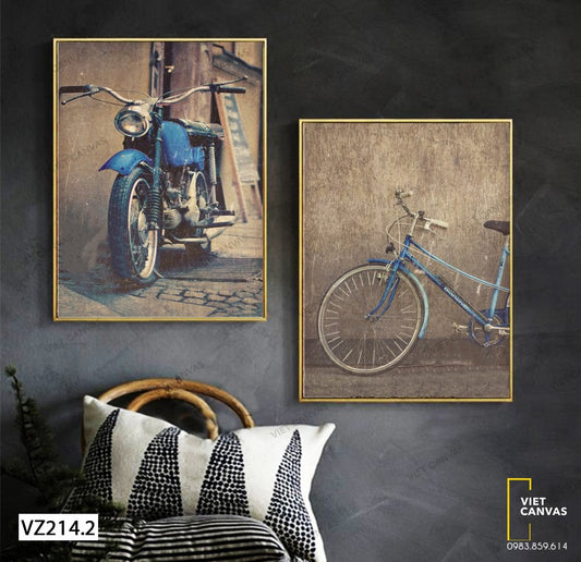 Bộ 2 Tranh Xe Máy Và Xe Đạp Xanh - VZ214.2
