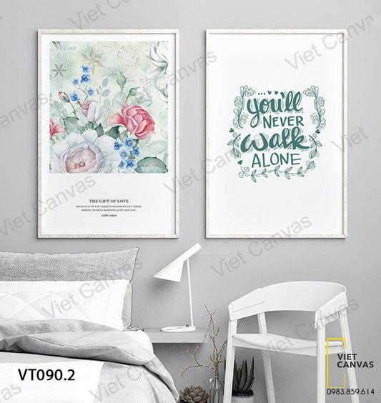 Bộ 2 Tranh Hoa Và Quotes - VT090.2
