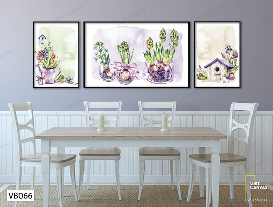 Bộ 3 Tranh Chậu Hoa Xinh Xắn - VB066