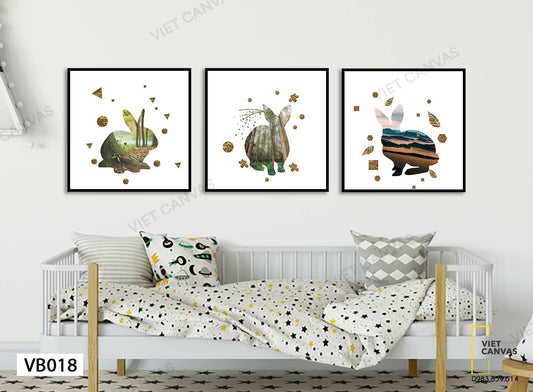 Bộ 3 Tranh Nơi Ở Của Loài Thỏ - VB018