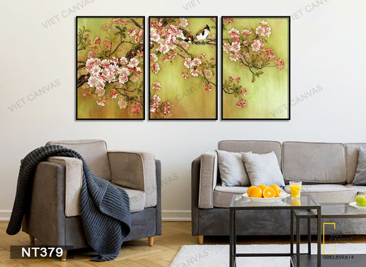 Bộ 3 Tranh Cành Đào Mùa Xuân - NT379
