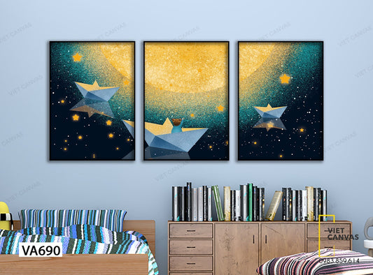 Bộ 3 Tranh Chiếc Thuyền Giấy - VA690