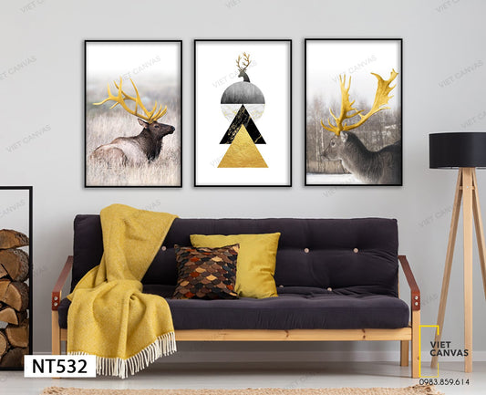 Bộ 3 Tranh Những Chiếc Sừng Của Loài Hươu Nai - NT532